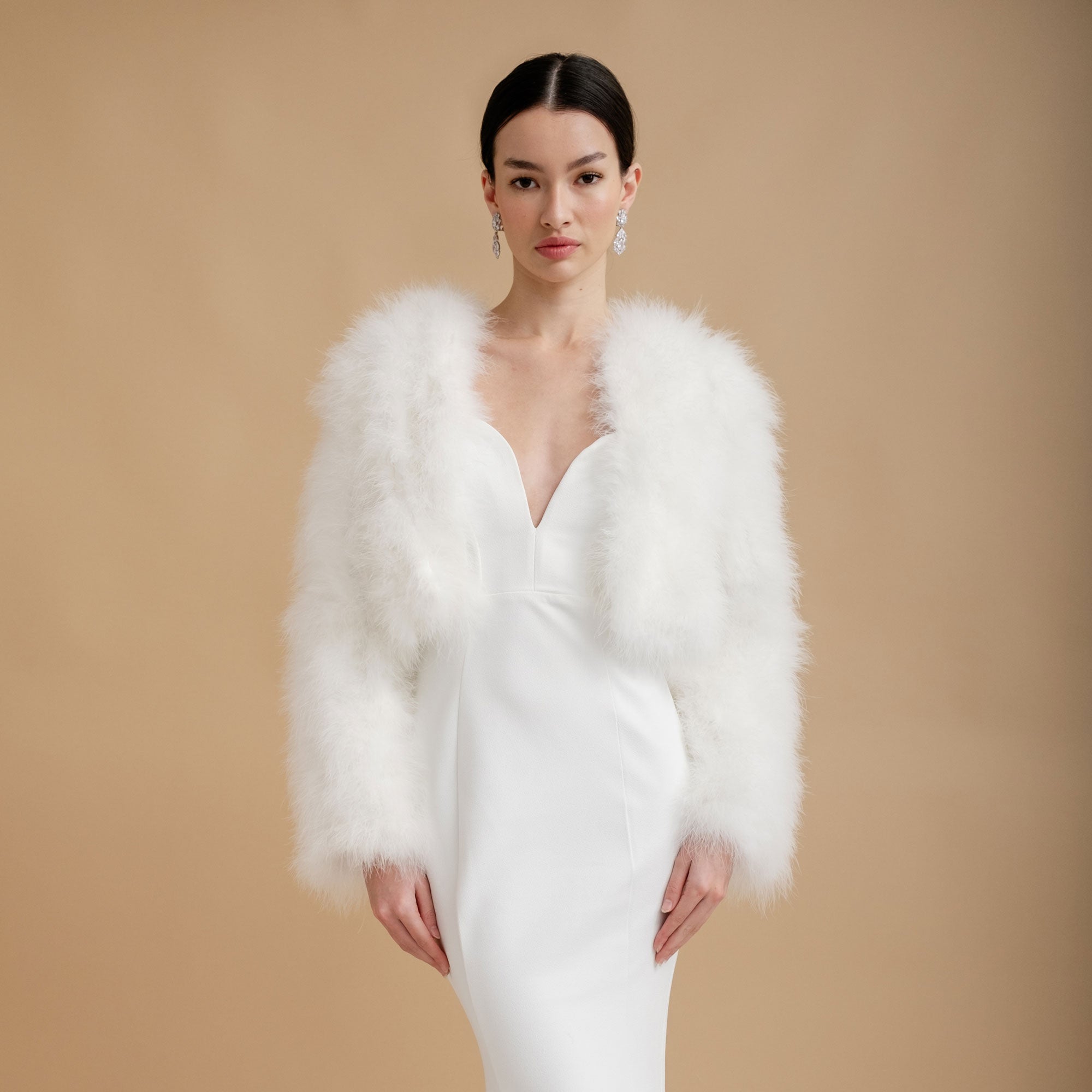 Bridal feather jacket hotsell