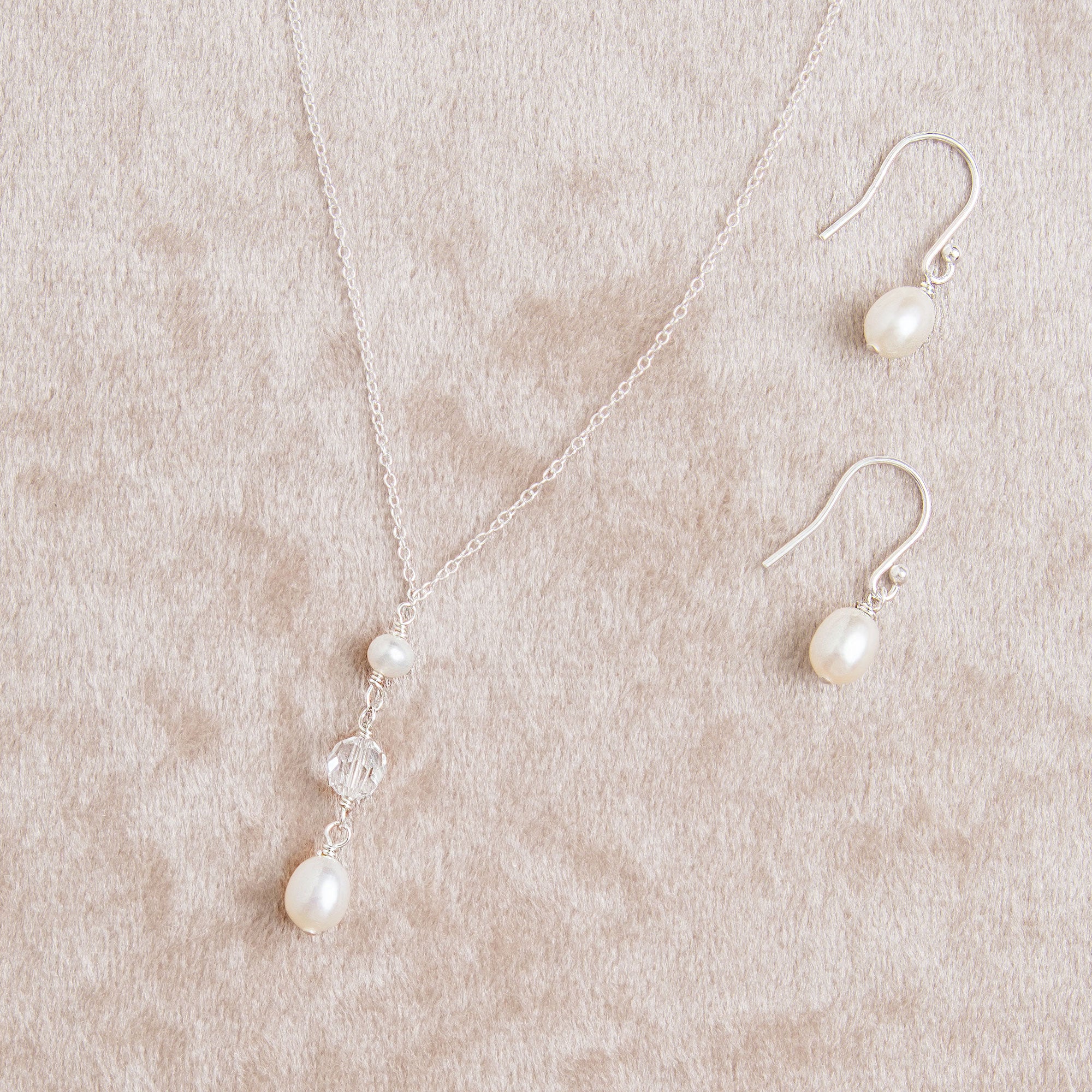 Simple pearl necklace deals and earring set