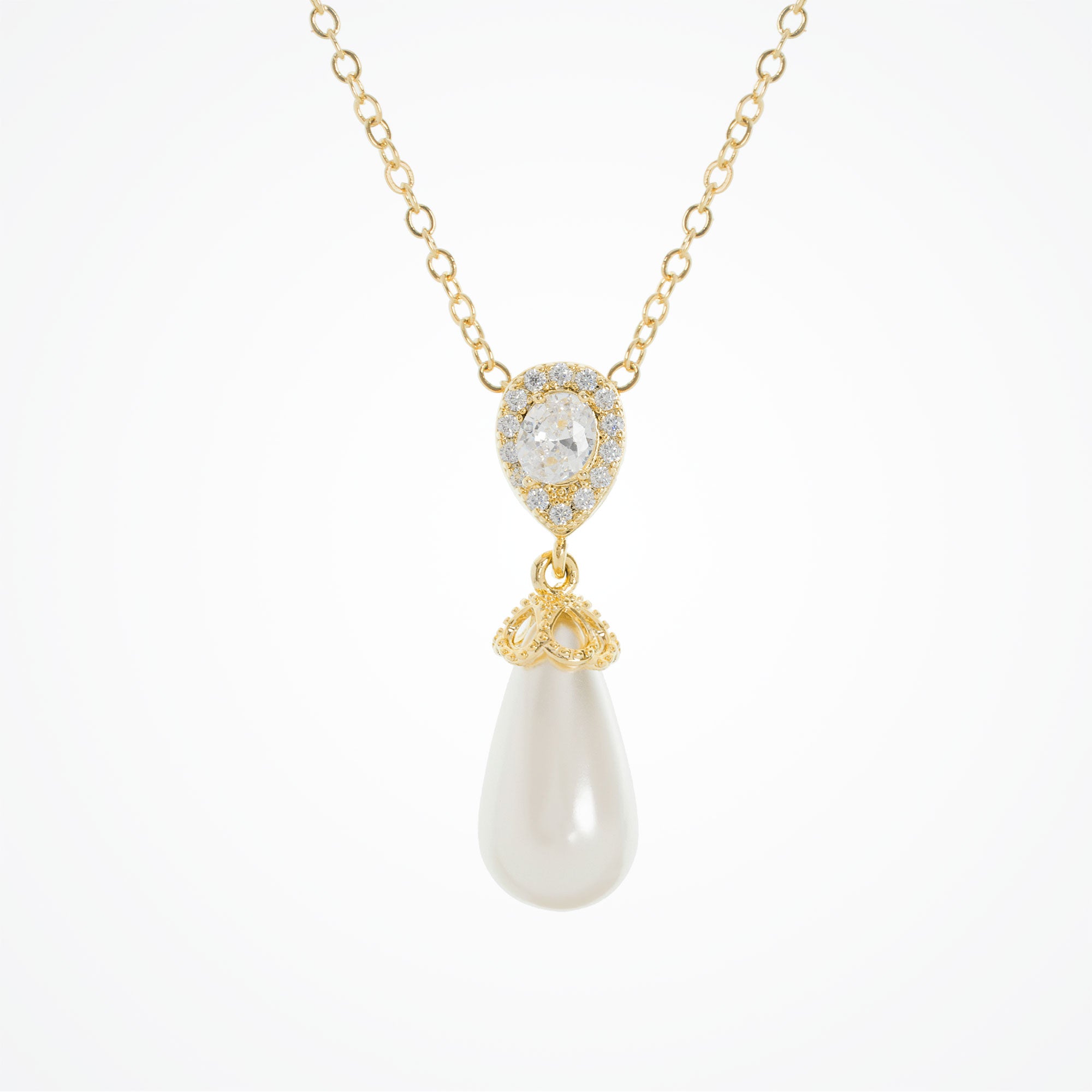 Teardrop pearl necklace on sale gold