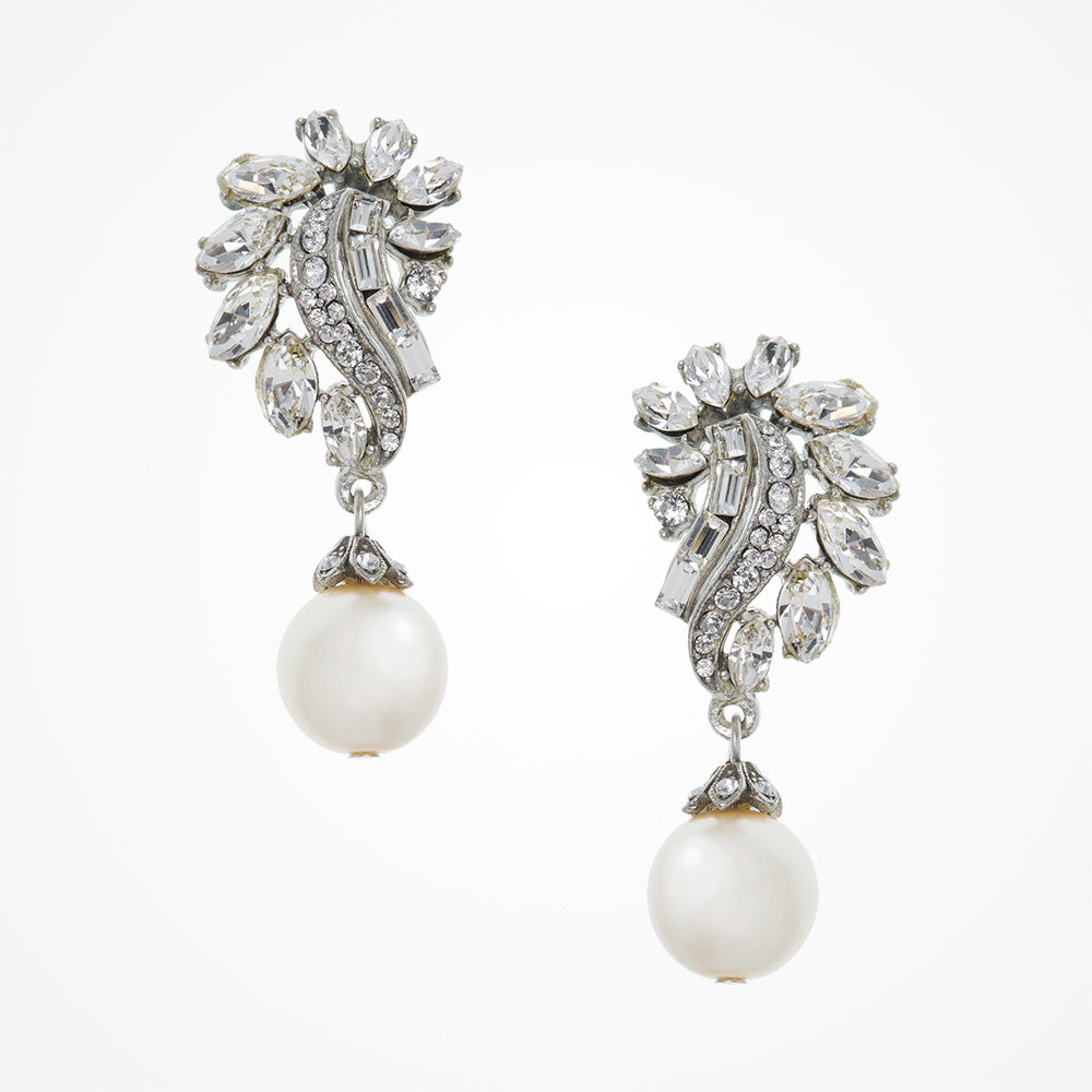 Pearl and crystal cluster drop earrings Ben Amun Liberty in Love