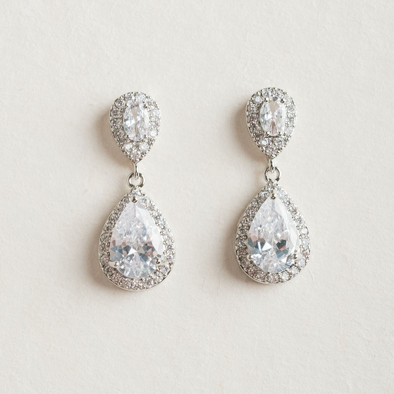 Alma CZ teardrop earrings (silver)