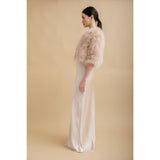 Champagne blush cropped feather bridal jacket - Liberty in Love