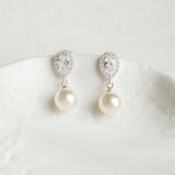 Coco pearl drop earrings and necklace set (silver)