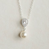 Coco pearl drop earrings and necklace set (silver)