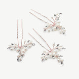 Cosmos rose gold crystal pearl hair pins (set of 3) - Liberty in Love