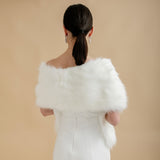 Faux fur pocket bridal stole (ivory whisper) - Liberty in Love