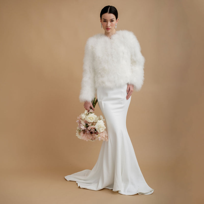 Ivory Feather Bridal Jacket Liberty in Love