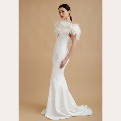 Ivory ostrich feather bridal stole - Liberty in Love