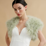 Pistachio green feather bridal bolero - Liberty in Love