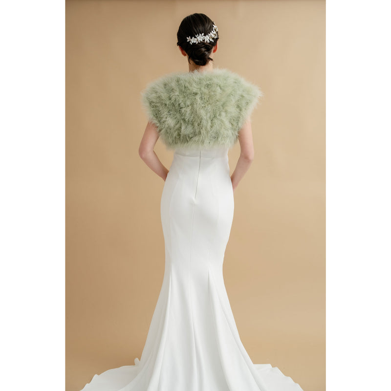 Pistachio green feather bridal bolero - Liberty in Love