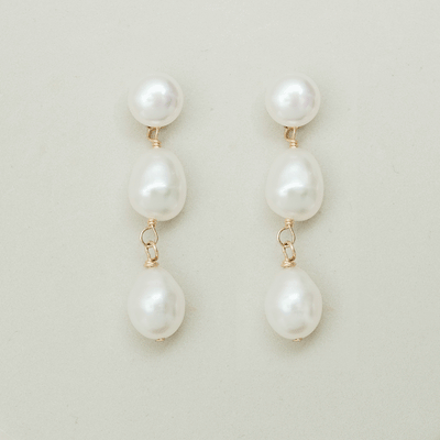 Triple freshwater pearl short drop earrings - Liberty in Love