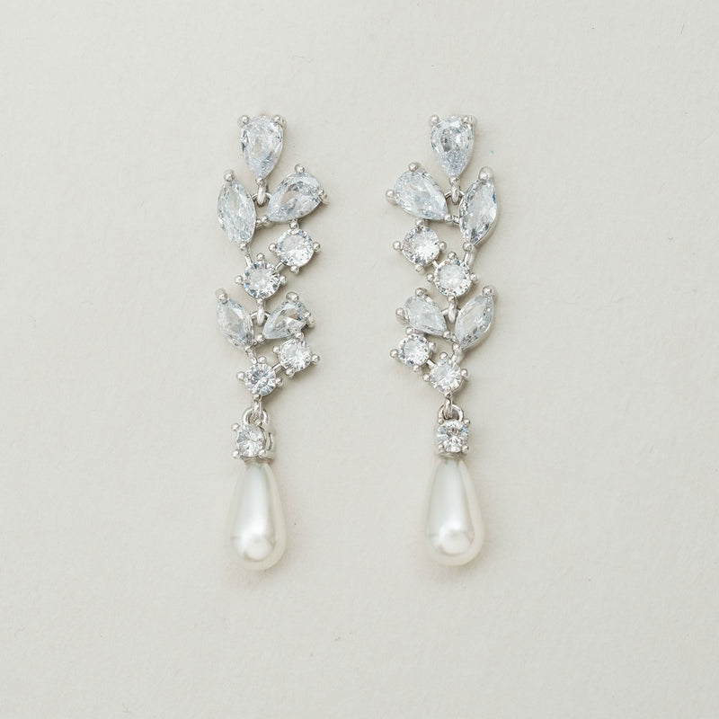 Verona crystal and teardrop pearl earrings