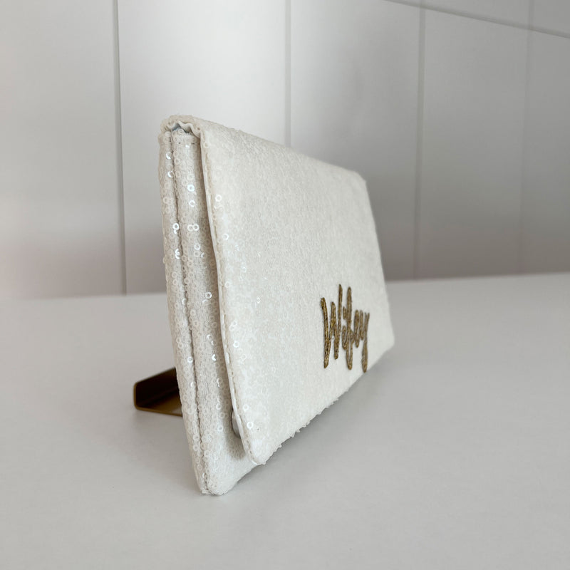 'Wifey' ivory sequin clutch - Liberty in Love