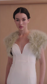 Pistachio green feather bridal bolero