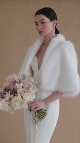 Faux fur bridal cape (ivory whisper)