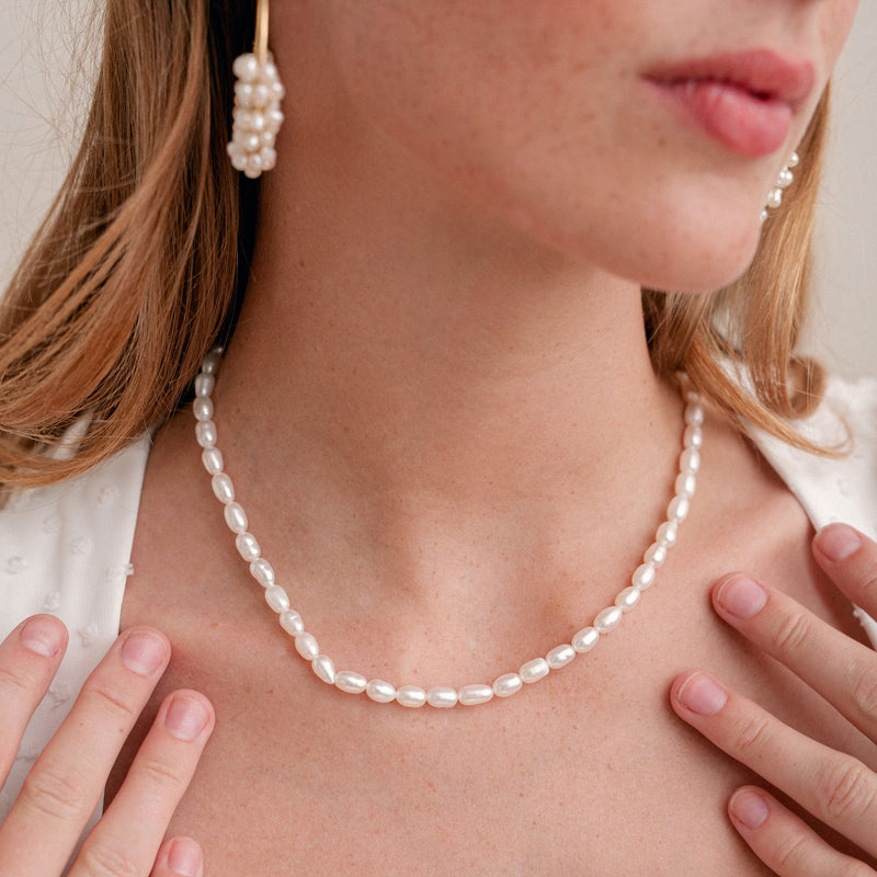 Double Strand Pearl Necklace Graduated Pearl Necklace Pearl Bridal Necklace  Vintage Style Wedding Jewelry Classic Pearl Necklace 