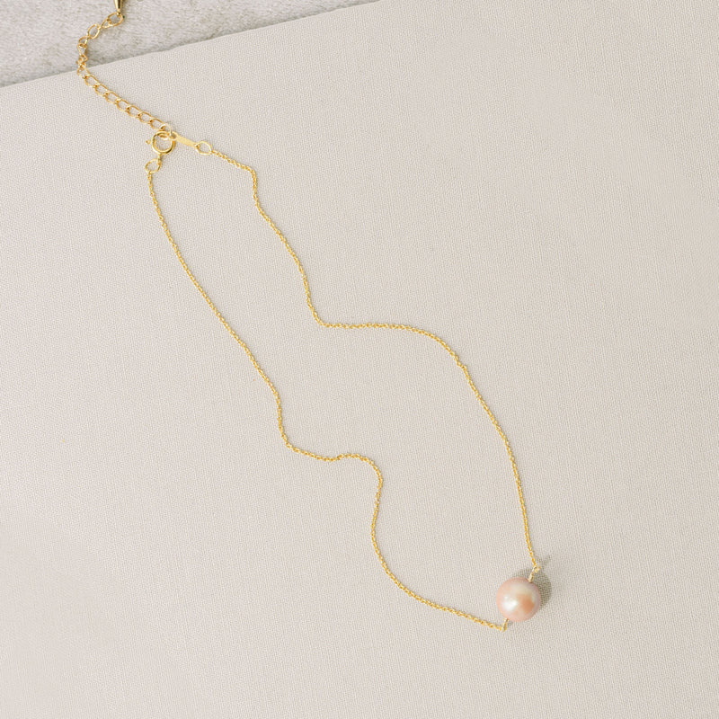 Luna single pearl chain choker necklace (dusky pink) - Liberty in Love