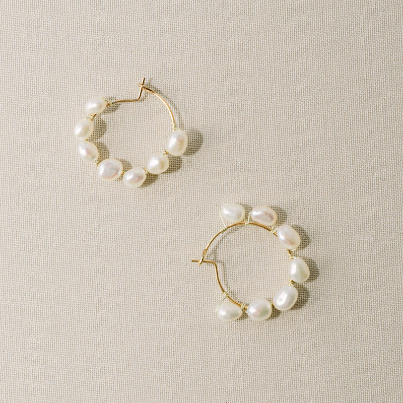 Small hoop pearl on sale earrings