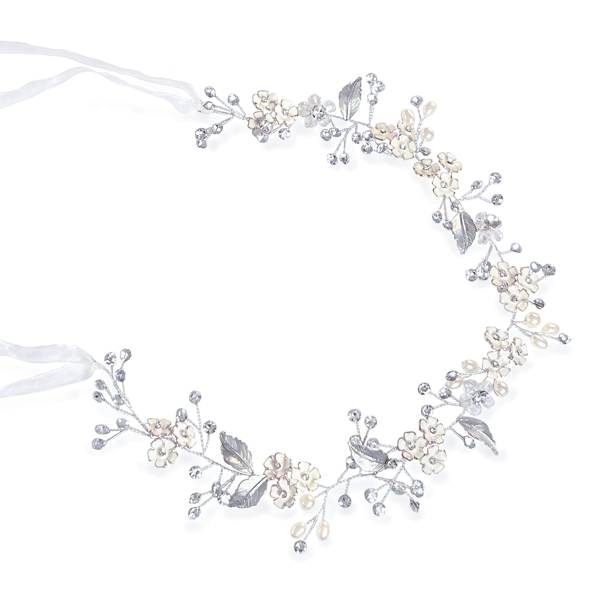 Passion crystal and pearl enamelled hair vine | Silver | Ivory & Co ...