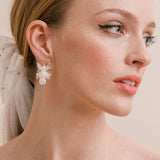 Tulle flower and pearl drop earrings - Liberty in Love