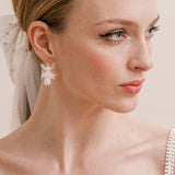 Tulle flower and pearl drop earrings - Liberty in Love