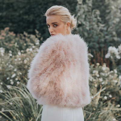 Blush pink feather bridal jacket - Liberty in Love