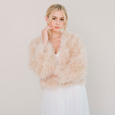 Champagne feather bridal jacket - Liberty in Love