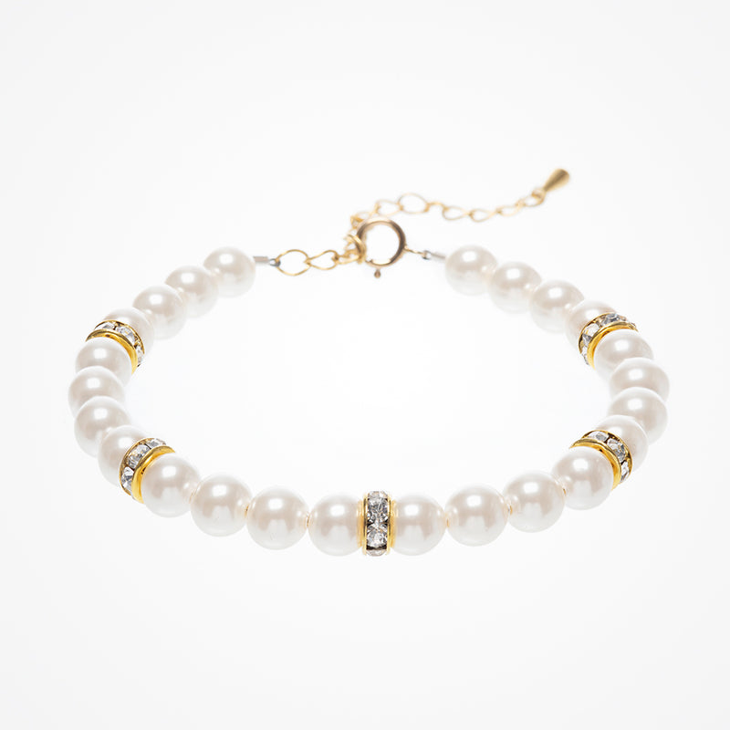 Crystal elegance pearl bracelet (gold) - Liberty in Love