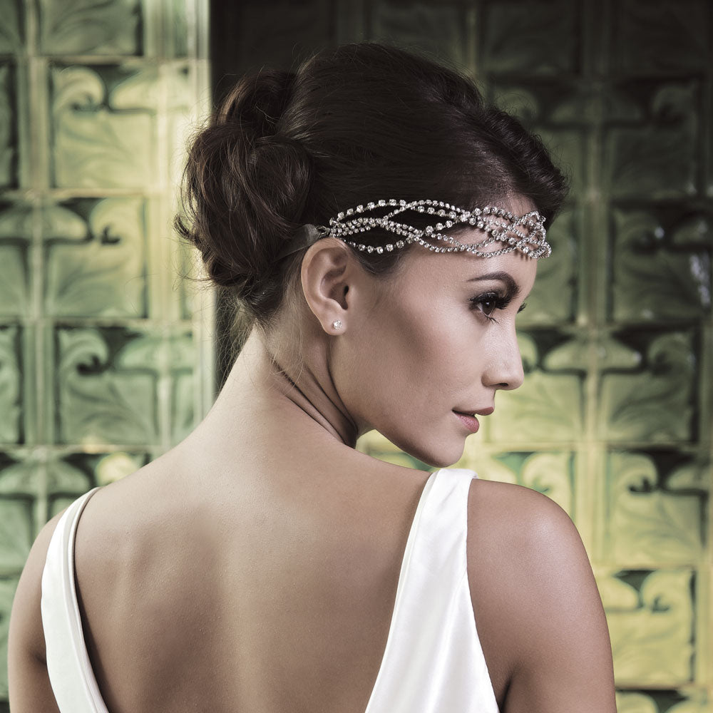 Crystal Embellished Bridal Forehead Band Marcia Bridal Brow Headpiece Ivory And Co Liberty 