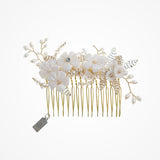 Jasmine blossom and beaded leaves hair comb - Liberty in Love