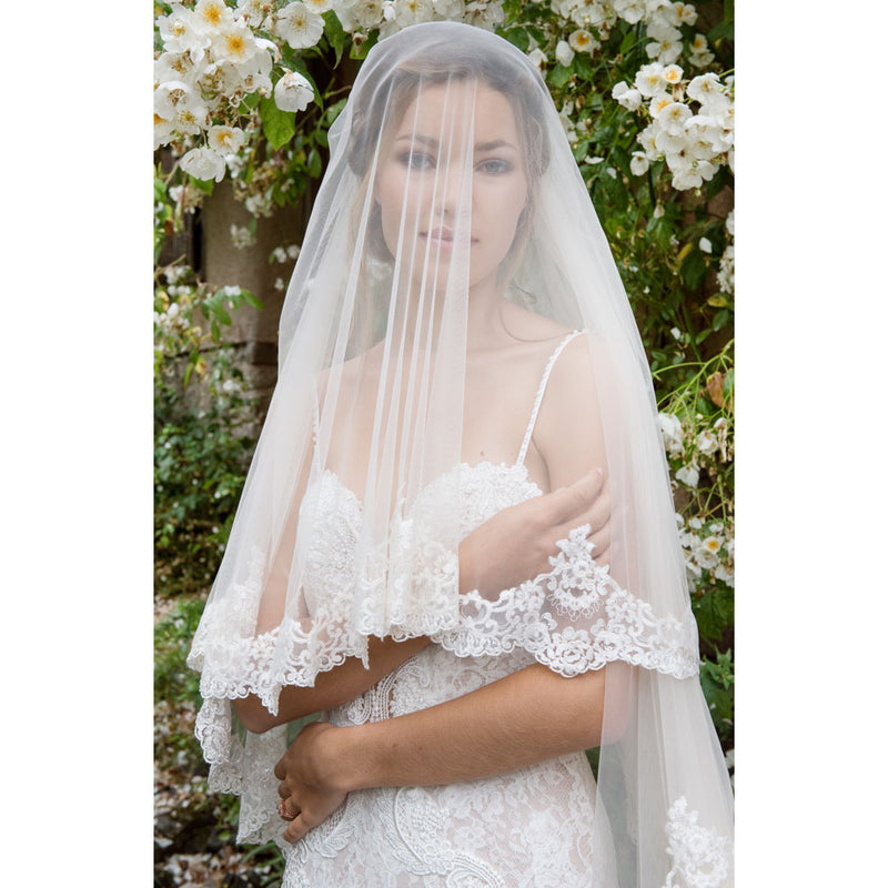 Knightsbridge beaded lace two tier veil - Liberty in Love