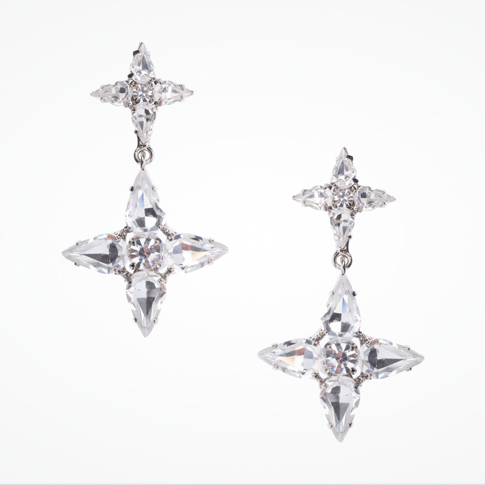 Crystal embellished star drop bridal earrings by Martine Wester ...