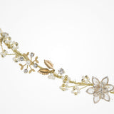 Philomena blossoms and leaves gilded headpiece - Liberty in Love