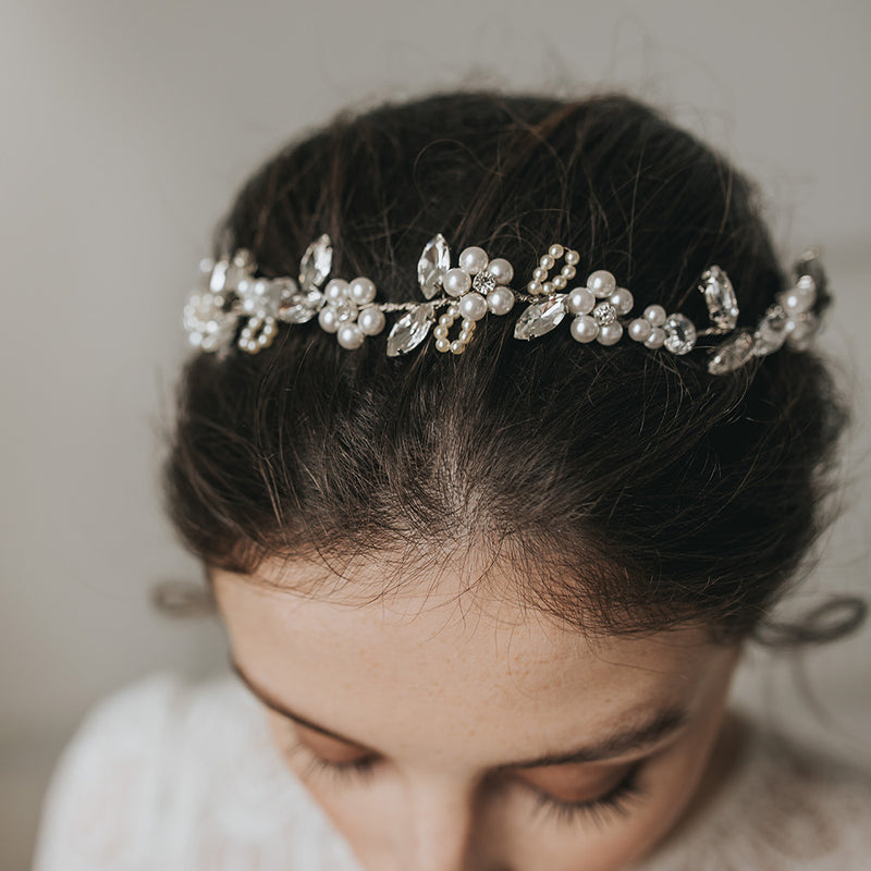 Vita pearly blossoms and crystals hair vine - Liberty in Love